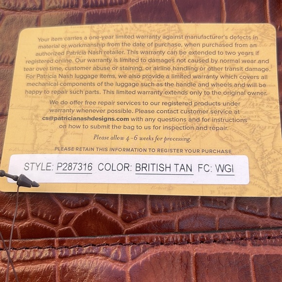 Patricia Nash Leather Croc Embossed Benvenuto Tote British Tan - Picture 6 of 12